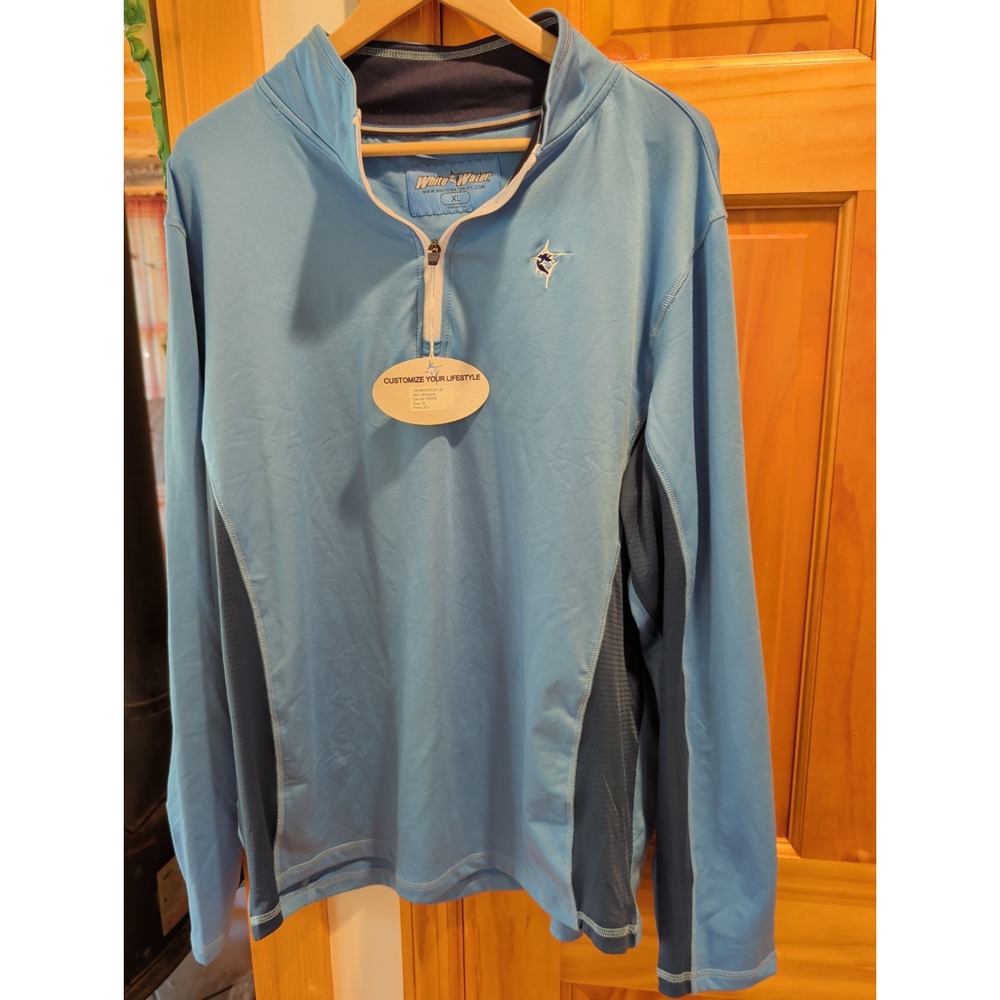 New White Water Life Men's XL Light Blue 1/4 Zip Pullover Shirt NWT